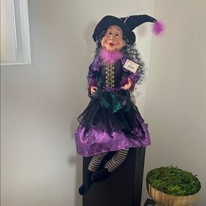 Charming Purple and Black Witch Doll Decor